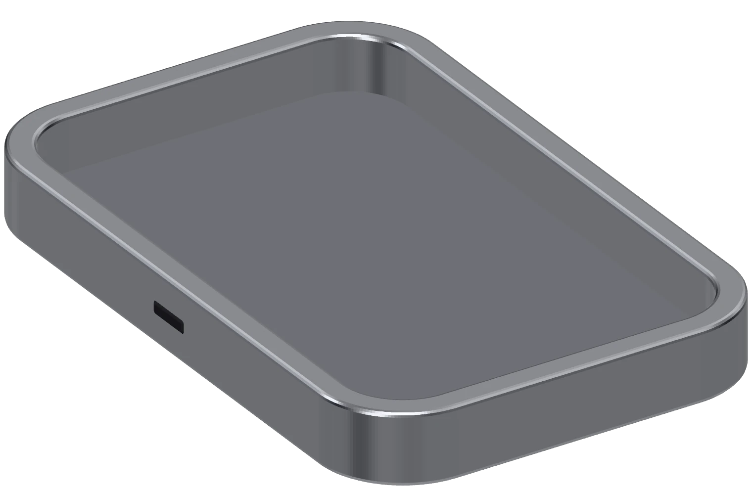 The field unit: a machined aluminium enclosure, a battery, a sensor board, a seal and a glass top with Vinterhamn's mark etched into it